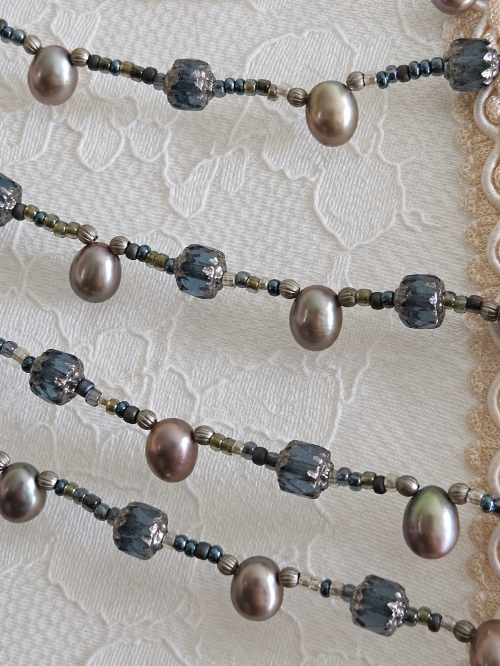 Artisan Multi Strand Freshwater Pearl Statement Necklace Boho Estate Art - Picture 8 of 16